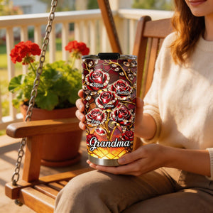 Rose Flower Grandma - Personalized Custom Tumbler