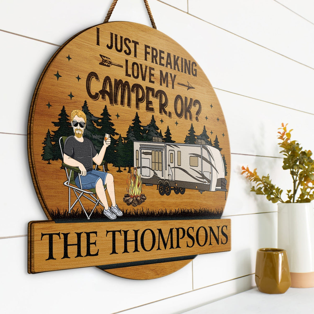 Camping Couple Husband & Wife Camping Partners For Life - Personalized Wood Sign