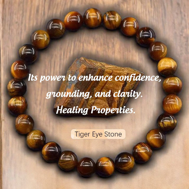 Natural Stone Agate Crystal Beaded Bracelet, Tiger Eye Stone Bracelet