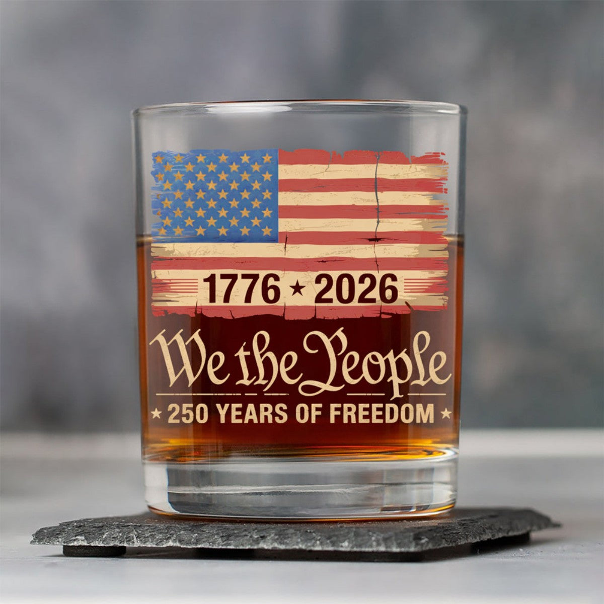 America 250th Birthday US 250 Years We The People Whiskey Glass