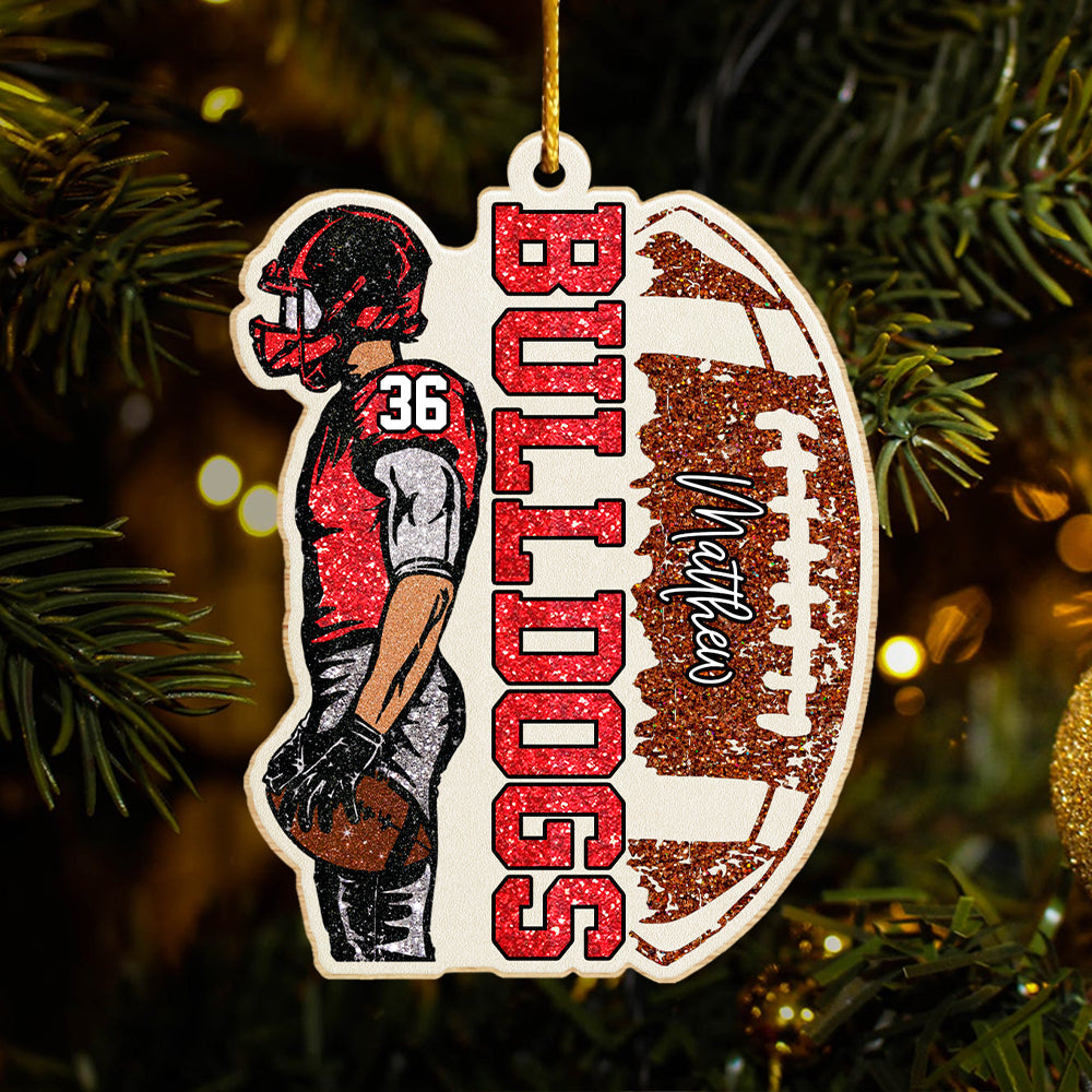 Matching Football Player - Personalized Wooden Ornament Football Game Day