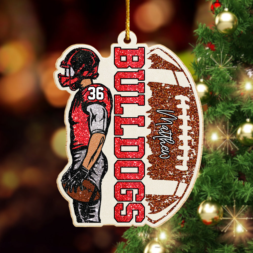 Matching Football Player - Personalized Wooden Ornament Football Game Day