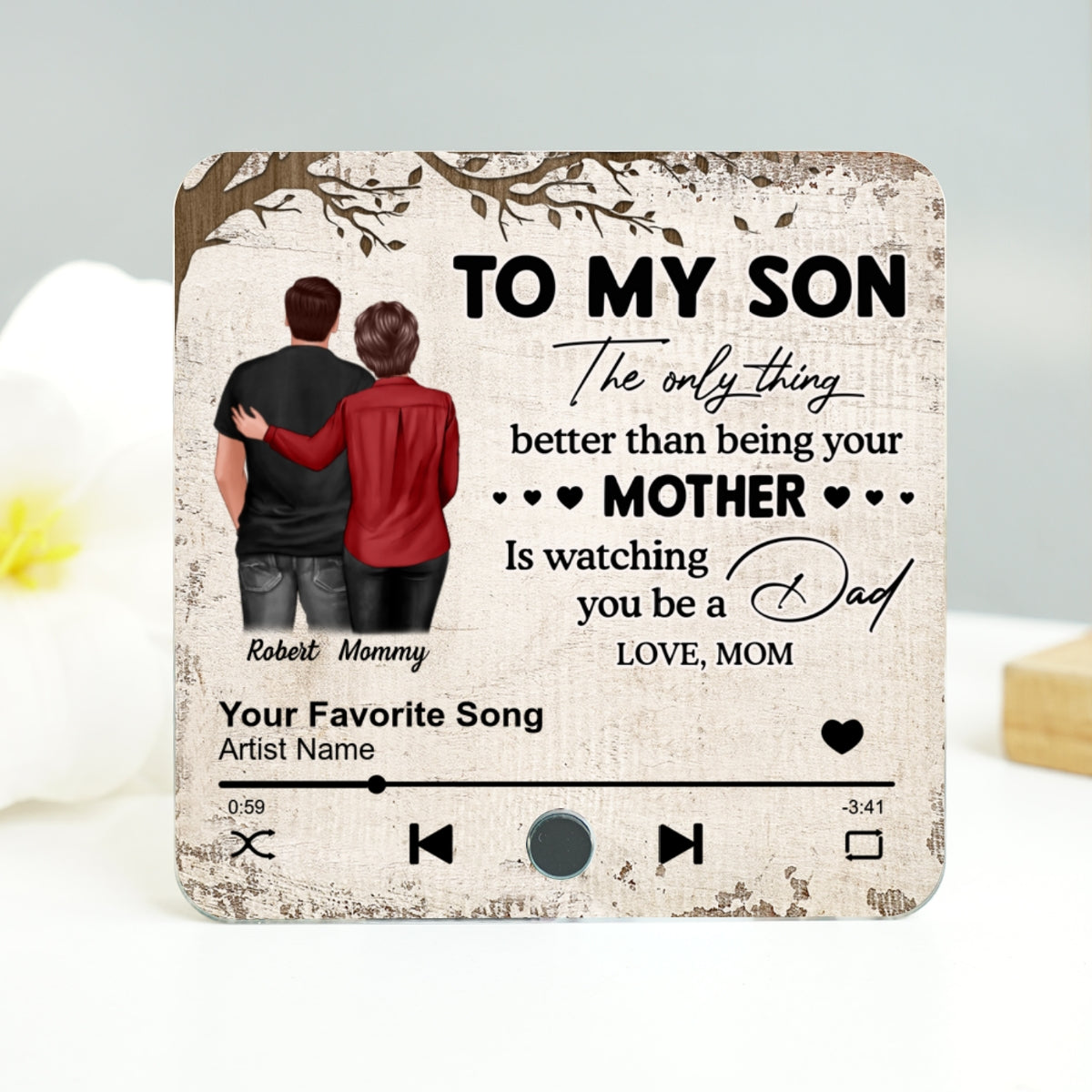 To My Son From Mom Dad Personalized Music Fridge Magnet, Heartfelt Father's Day Gift For Son
