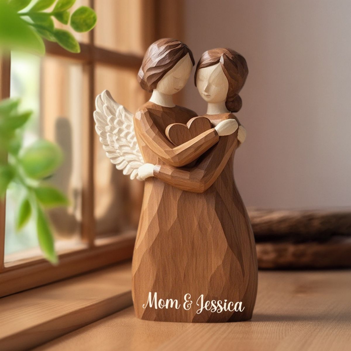 Personalized Heaven Angel Wings Hug Memorial Acrylic Plaque,Loss Of Loved One Gift