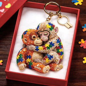 Autism Monkey Keychain - Personalized Gift For Autism Mom