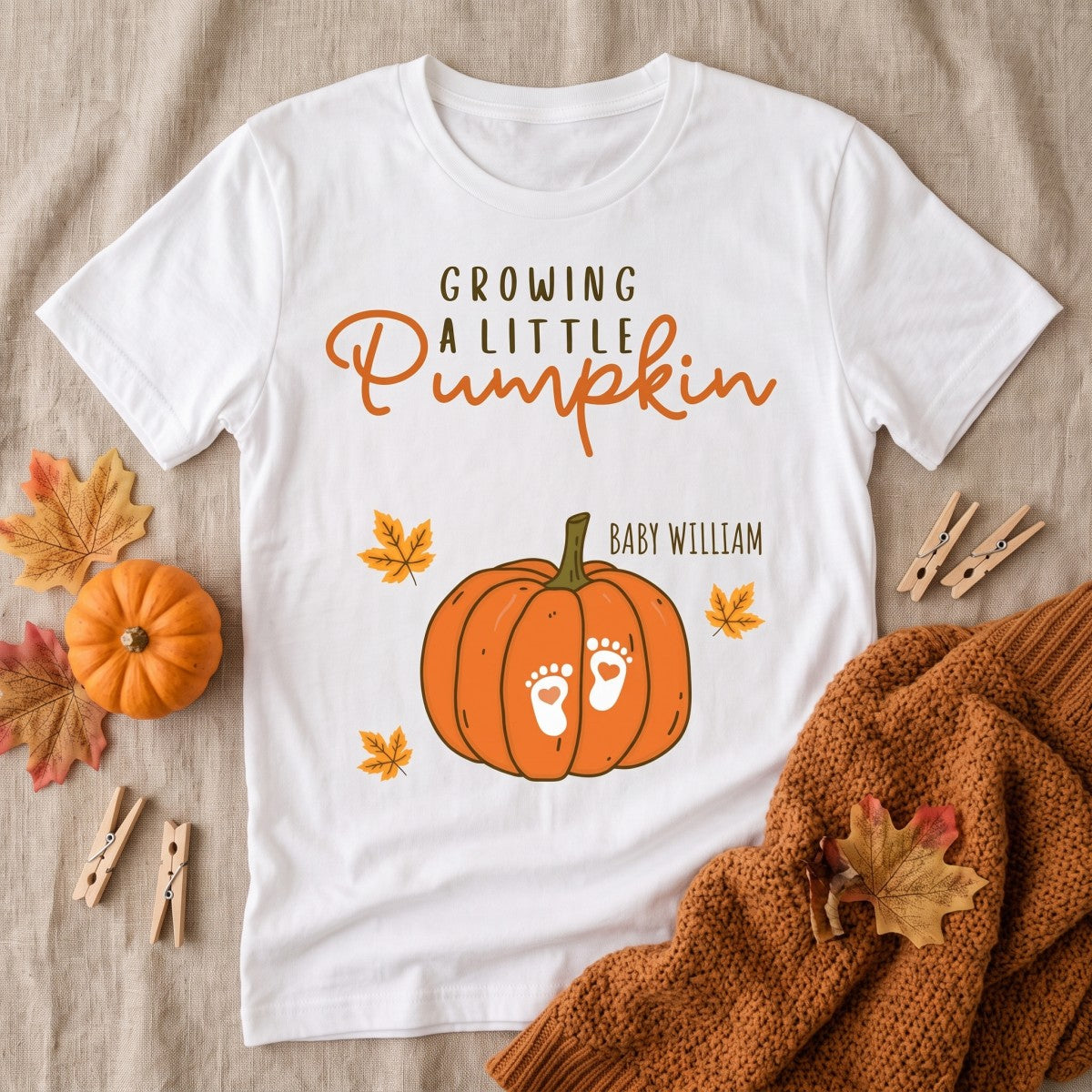 "Growing A Little Pumpkin" – Personalized T-Shirt | Gift For Wife & Daughter