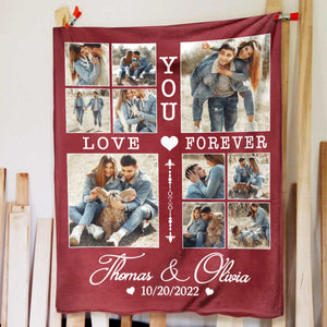 Personalized Couple Blanket With Photo, Custom Photo Blanket For Her, Picture Collage Gift For Couple, Anniversary Valentine’s Day Gifts For Her