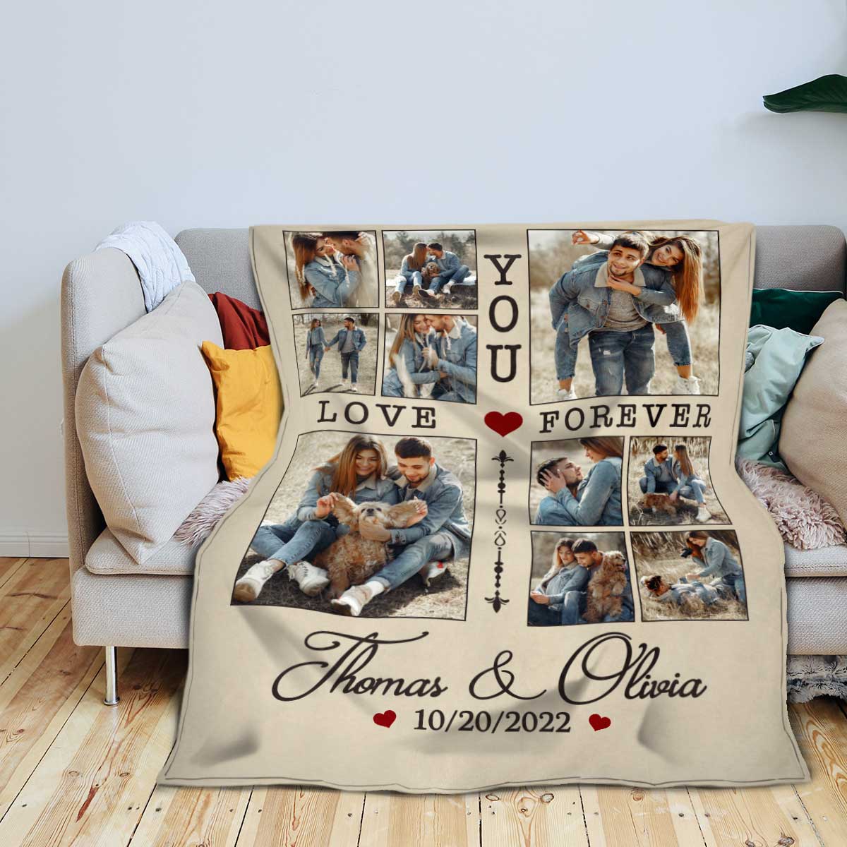 Personalized Couple Blanket With Photo, Custom Photo Blanket For Her, Picture Collage Gift For Couple, Anniversary Valentine’s Day Gifts For Her