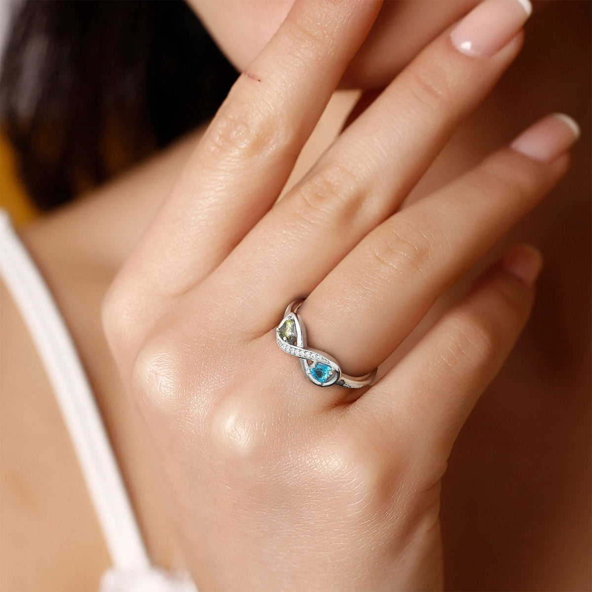 Personalized Name Birthstone Infinity Promise Ring