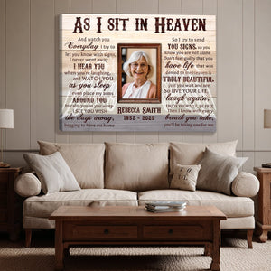 As I Sit in Heaven - Memorial Photo Canvas Poster Personalized Sympathy Gift In Loving Memory Wall Art