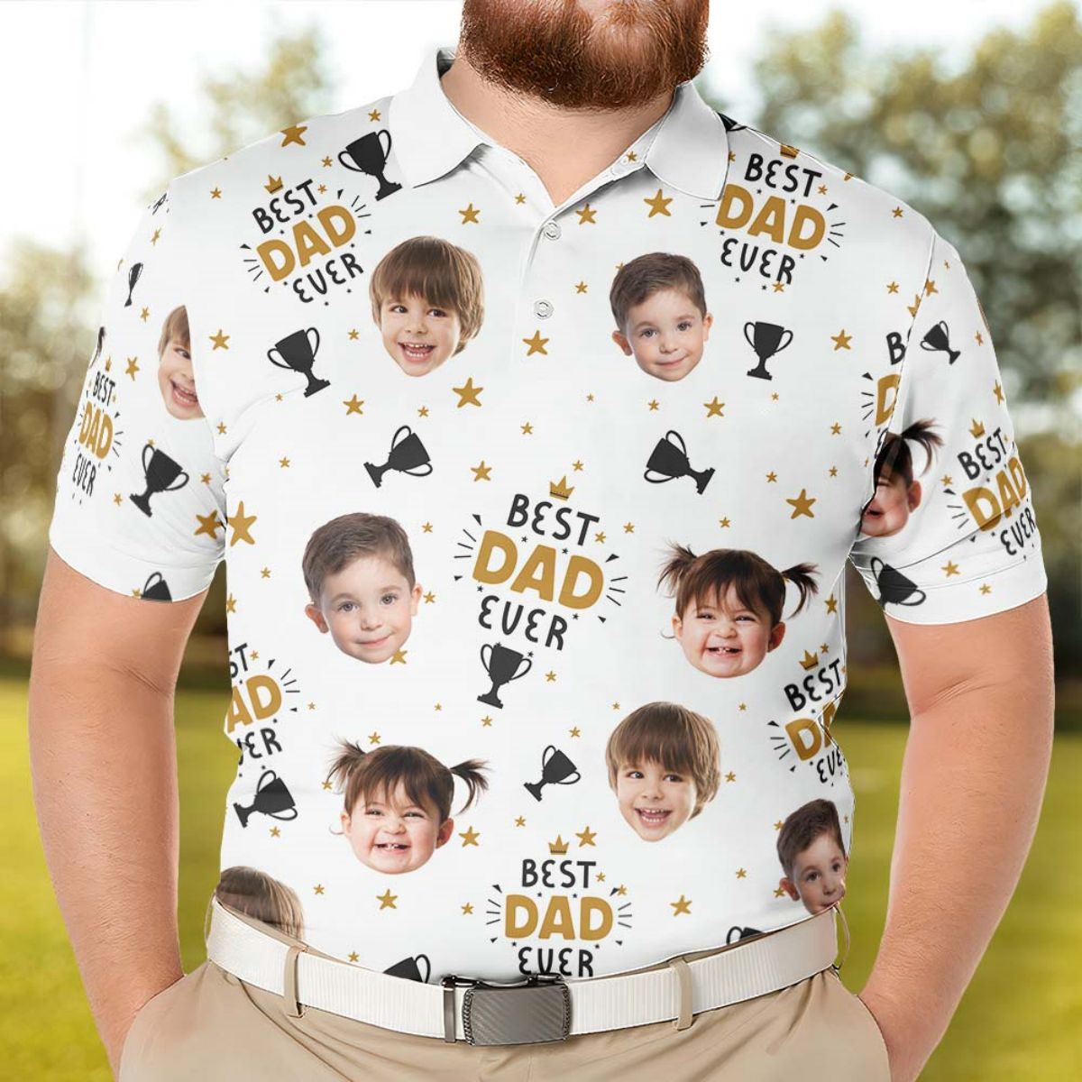 Personalized Photo Polo Shirt - Best Dad Ever