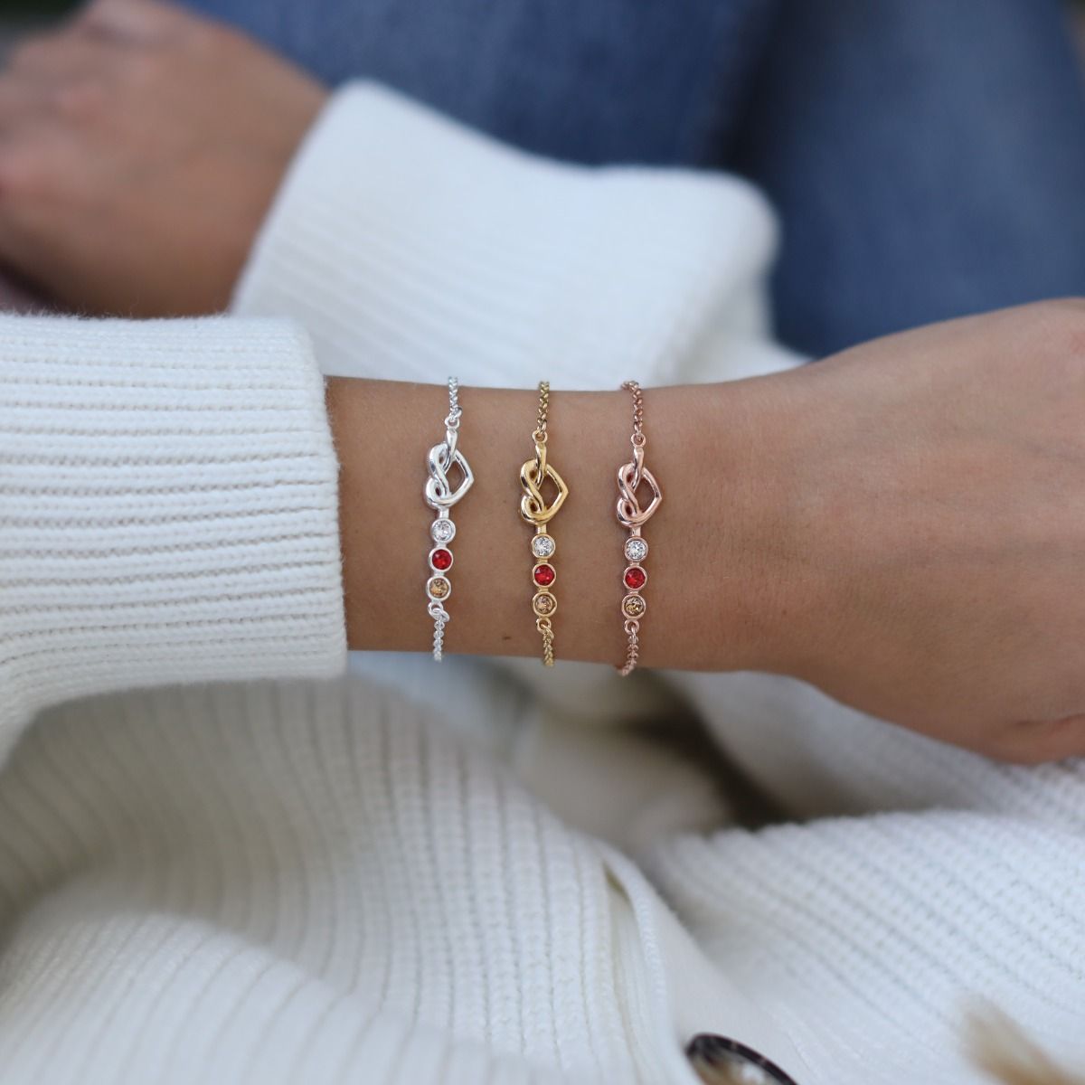 Ties of the Heart - Personalized Adjustable Birthstone Bracelet