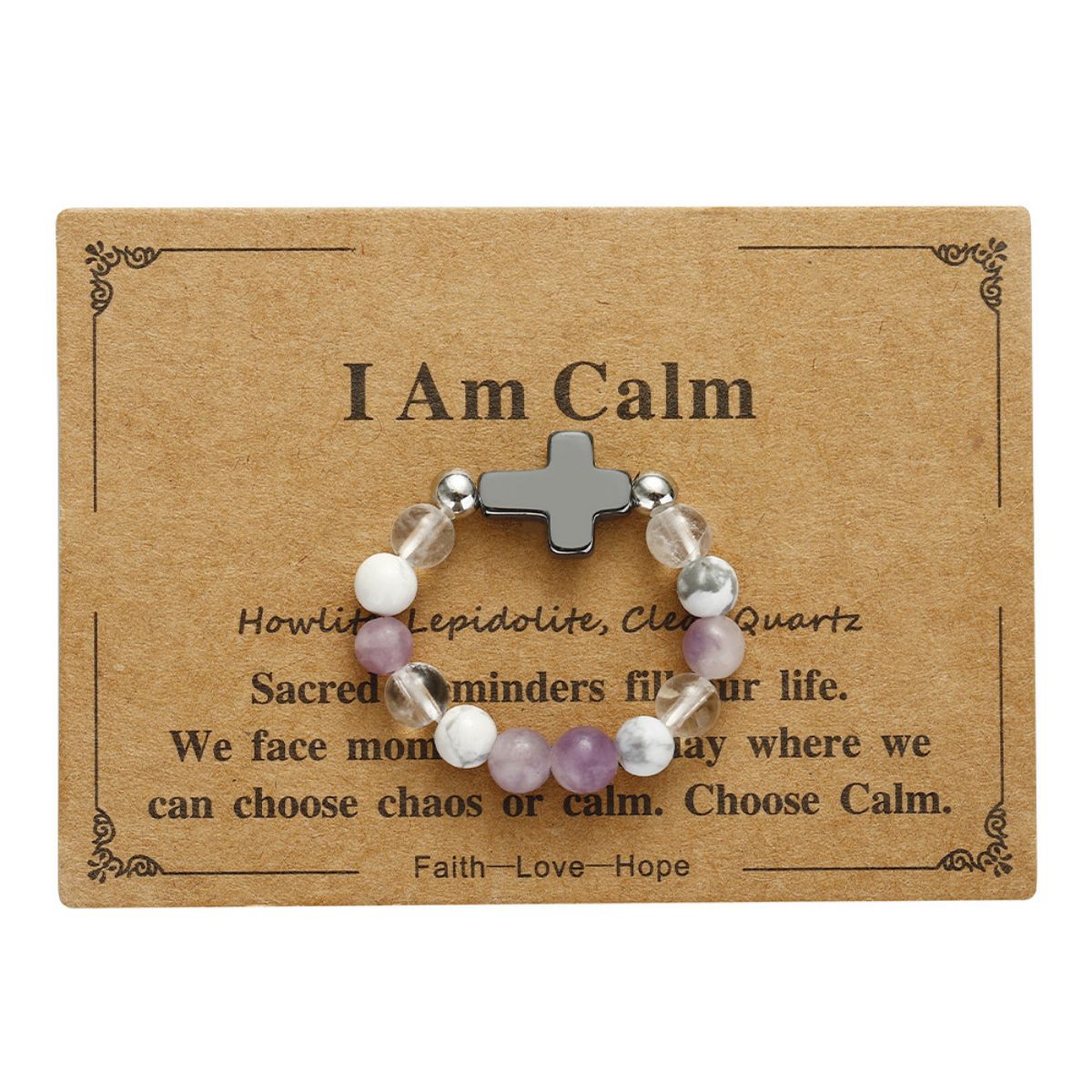 Elastic stone cross ring, angel stone combination copper bead ring