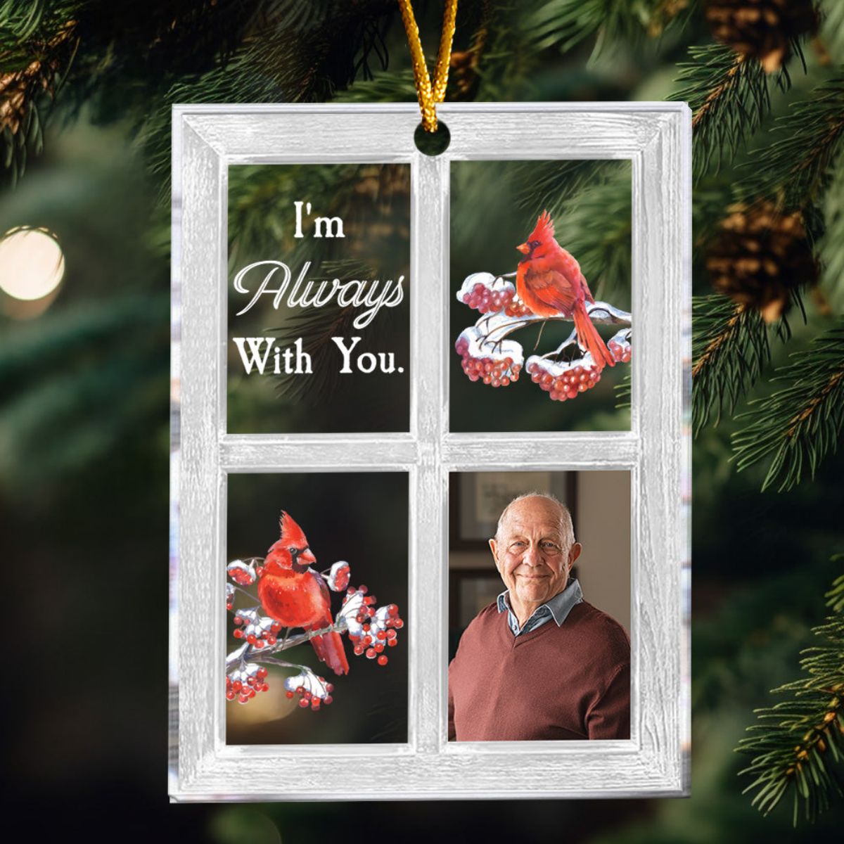Cardinal Window Personalized Acrylic Photo Ornament