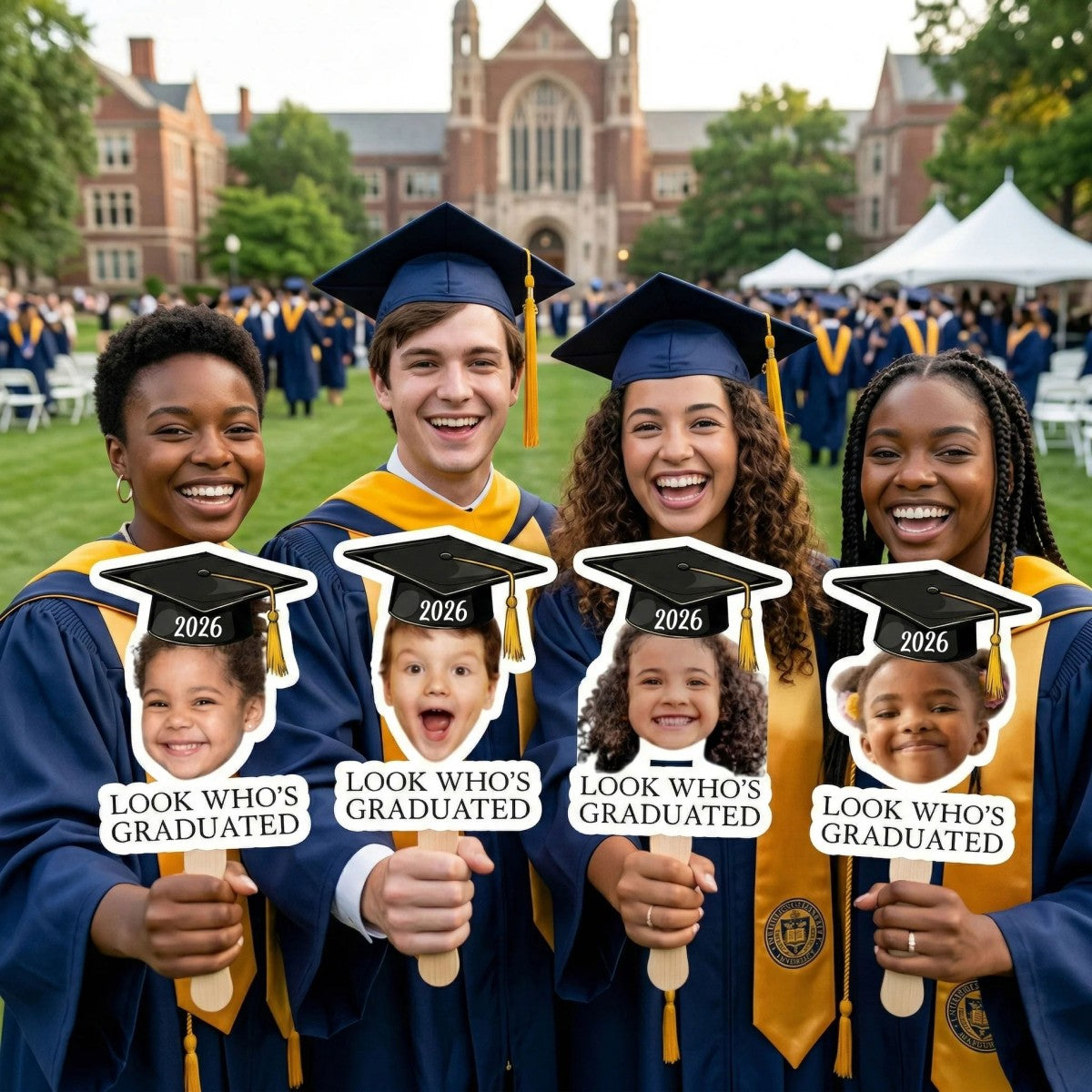 Custom Vintage Childhood Photo Graduation Gift - Personalized Graduation Fan
