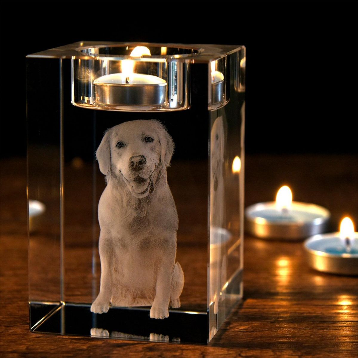 Personalized 3D Photo Engraved Crystal Candelabra