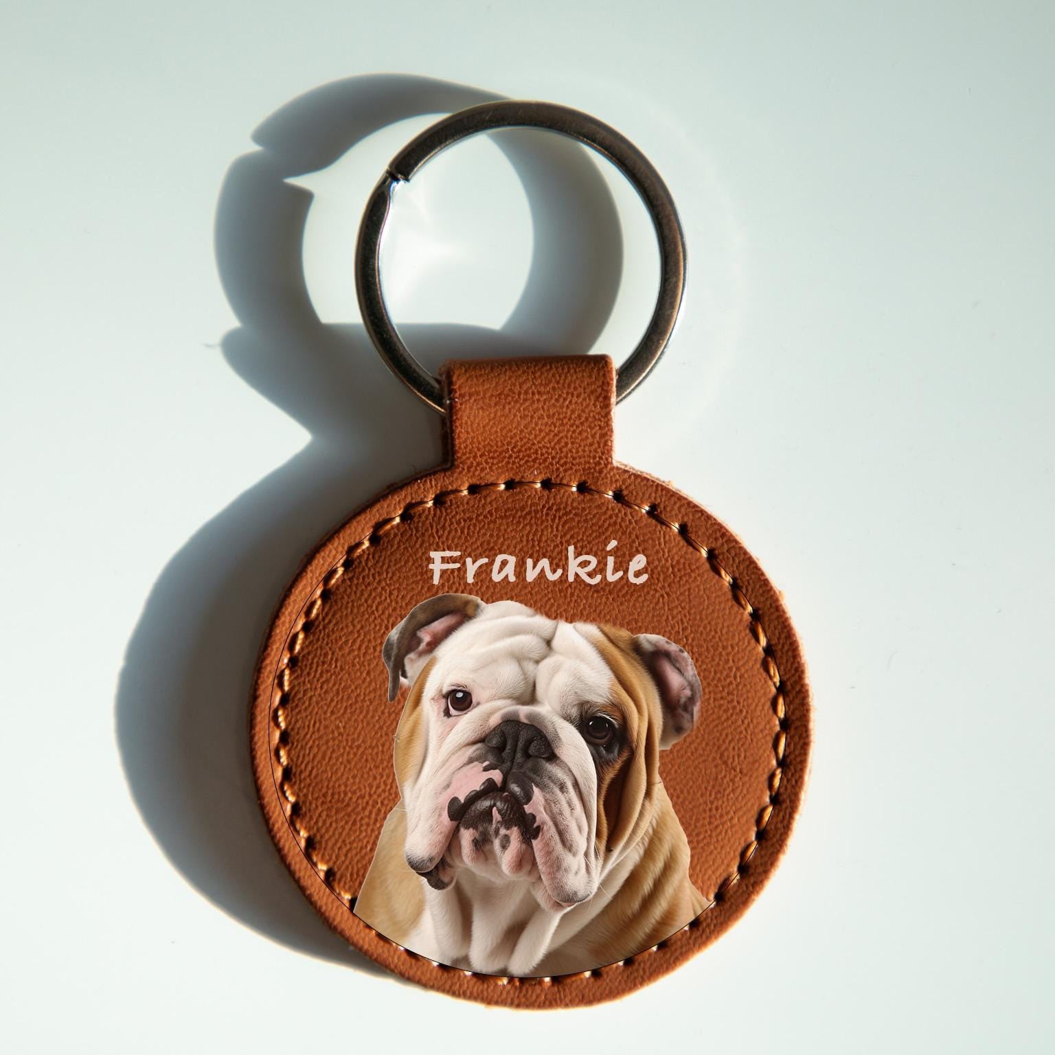 Personalized Engraved Name Custom Pet Keychain with Portrait from Photo, Memorial Gift