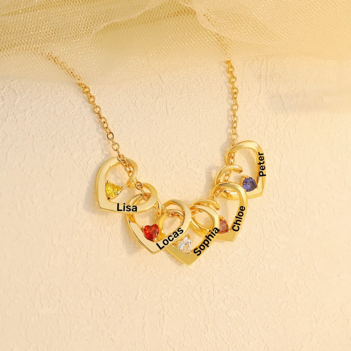 Personalized 1-5 HEART & NAME PENDANTS NECKLACE