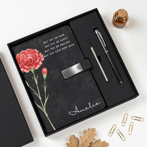 Custom Name & Birth Flower - Metta Prayer Personalized Notebook Set