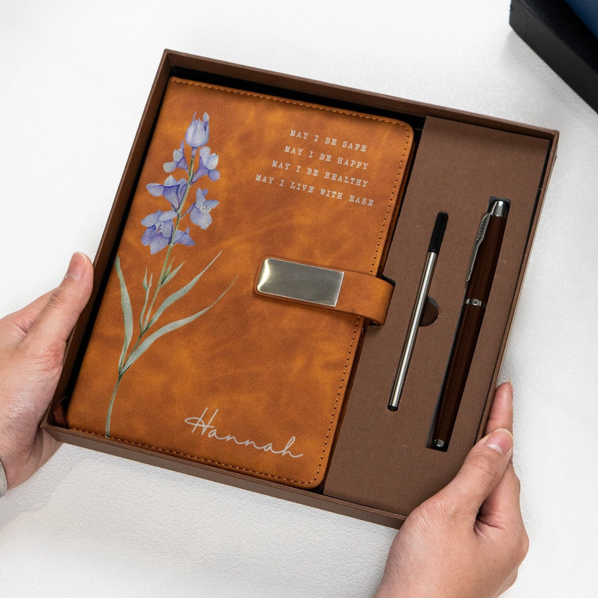 Custom Name & Birth Flower - Metta Prayer Personalized Notebook Set