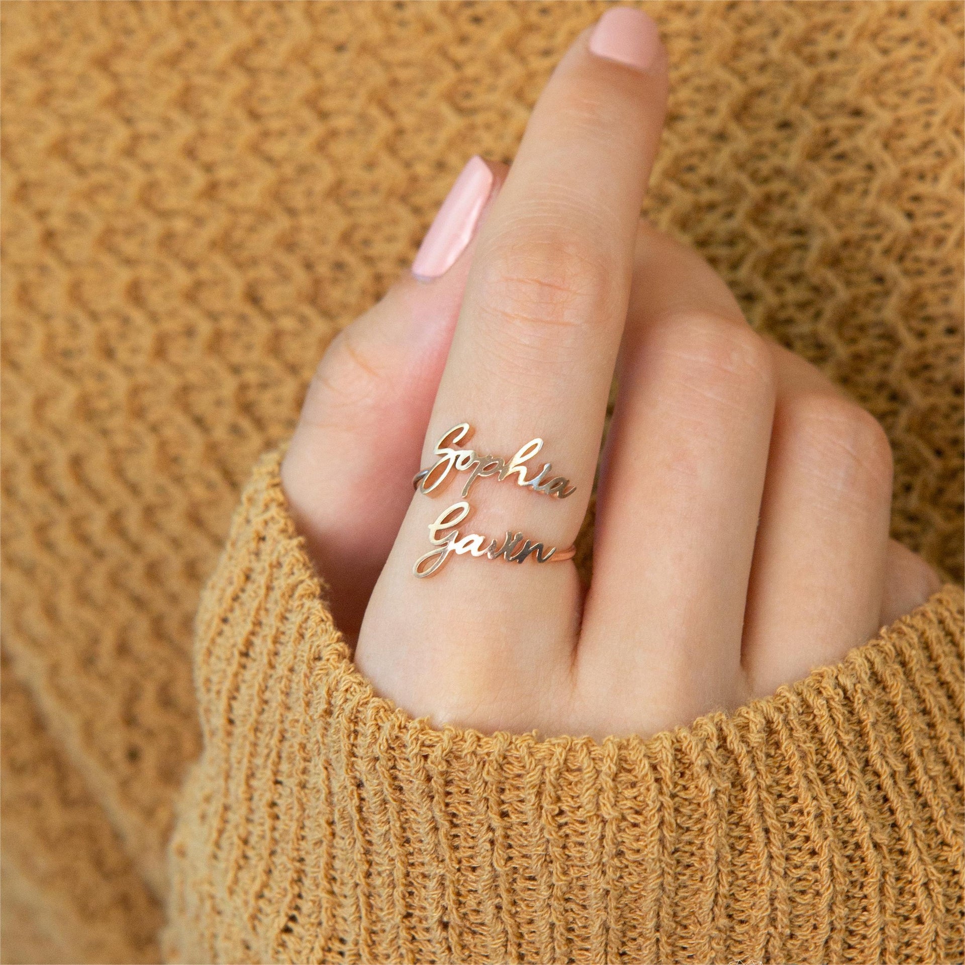 Personalized Double Name Ring Gift For Mom, Best Friend Gift