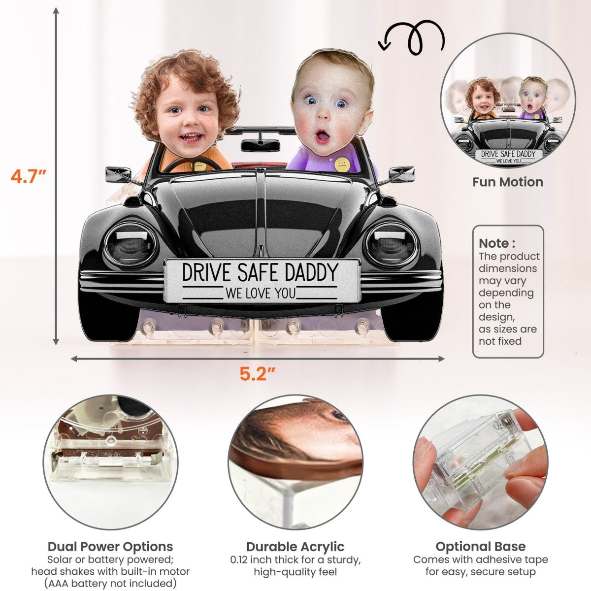 Drive Safe Daddy - Personalized Photo Shaking Head Acrylic Standee