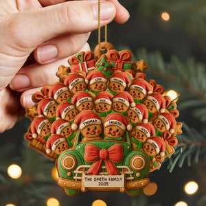 Celebrate Your Family's Holiday With Custom Van And Bears Ornament, Personalized Wood Ornament