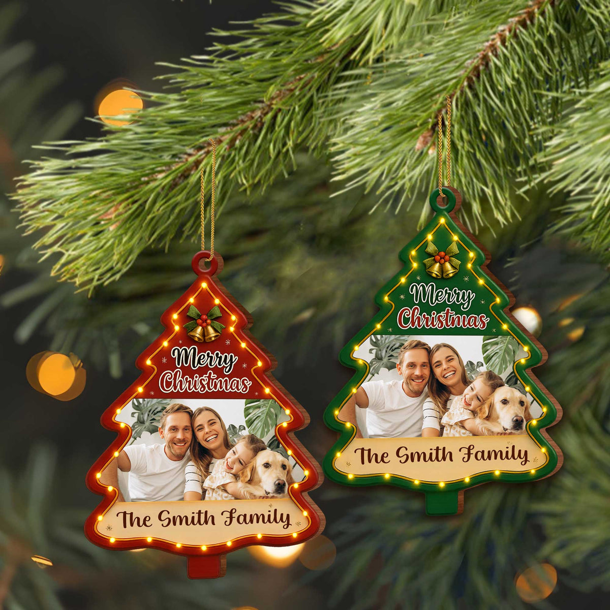 Merry Christmas Personalized Tree Wood Ornament