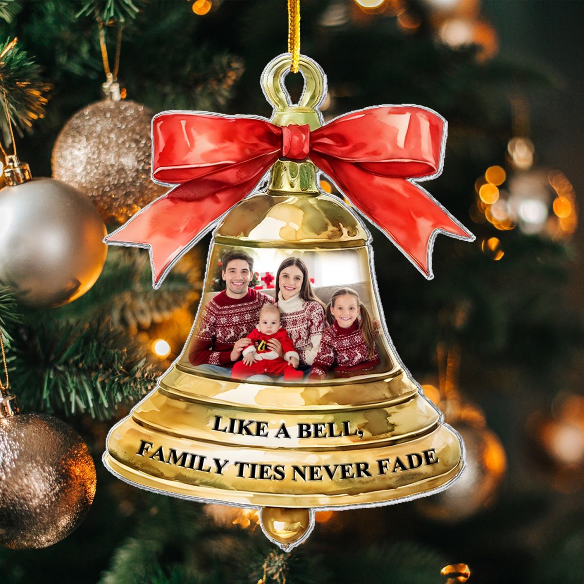 Family Ties Never Fade Personalized Acrylic Photo Ornament