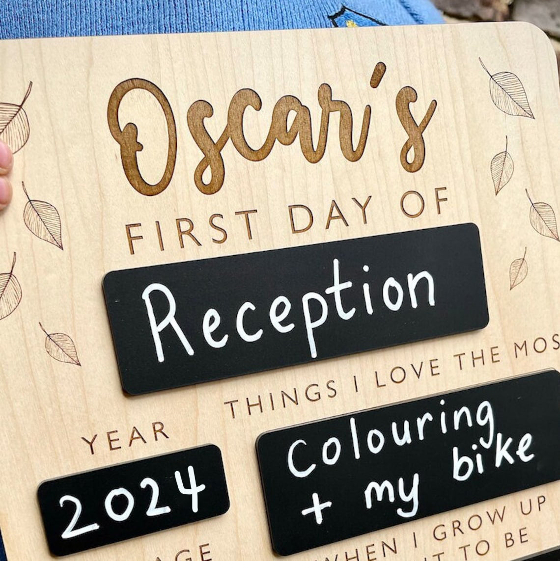 Personalized First Day of School Sign with handle -  Reusable Memory Photo Board | Back To School | Starting School Nursery Preschool