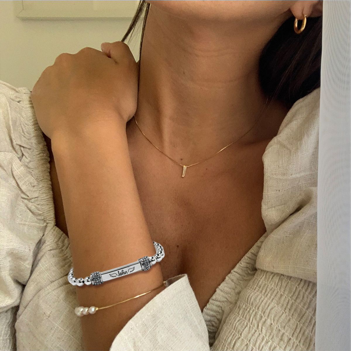 Personalized Name Bead Memorial Bracelet