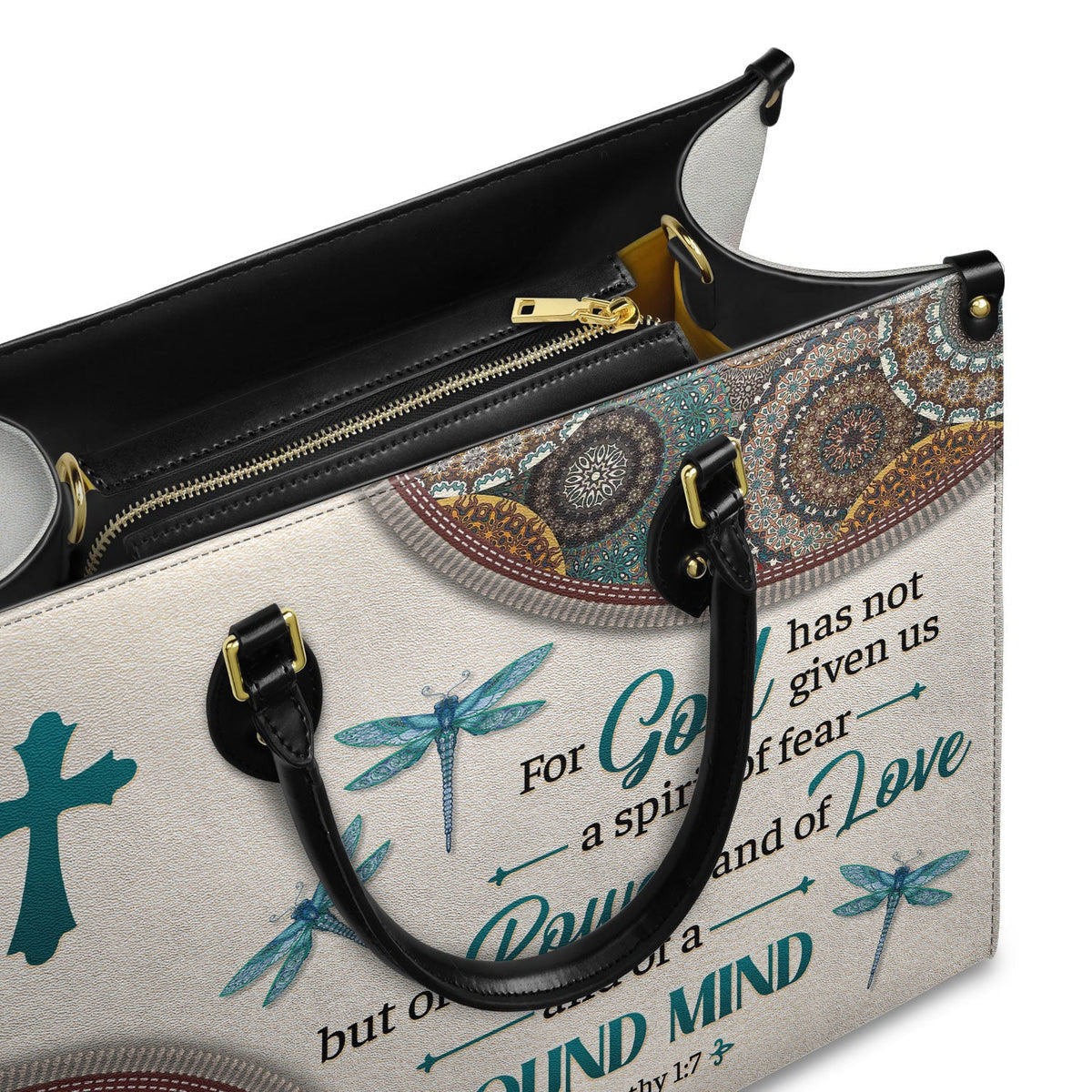 Personalized For God has not given us a spirit of fear-Bible Verse Leather Bag