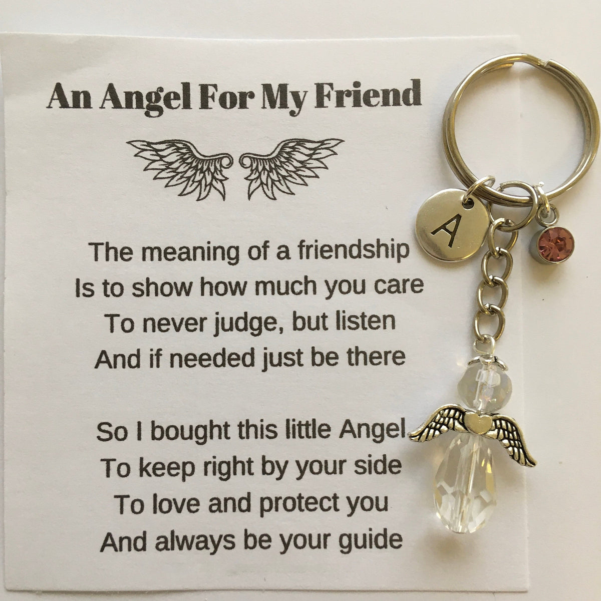Protection Angel Personalized Guardian Angel Keychain, Best Friend Gift Idea