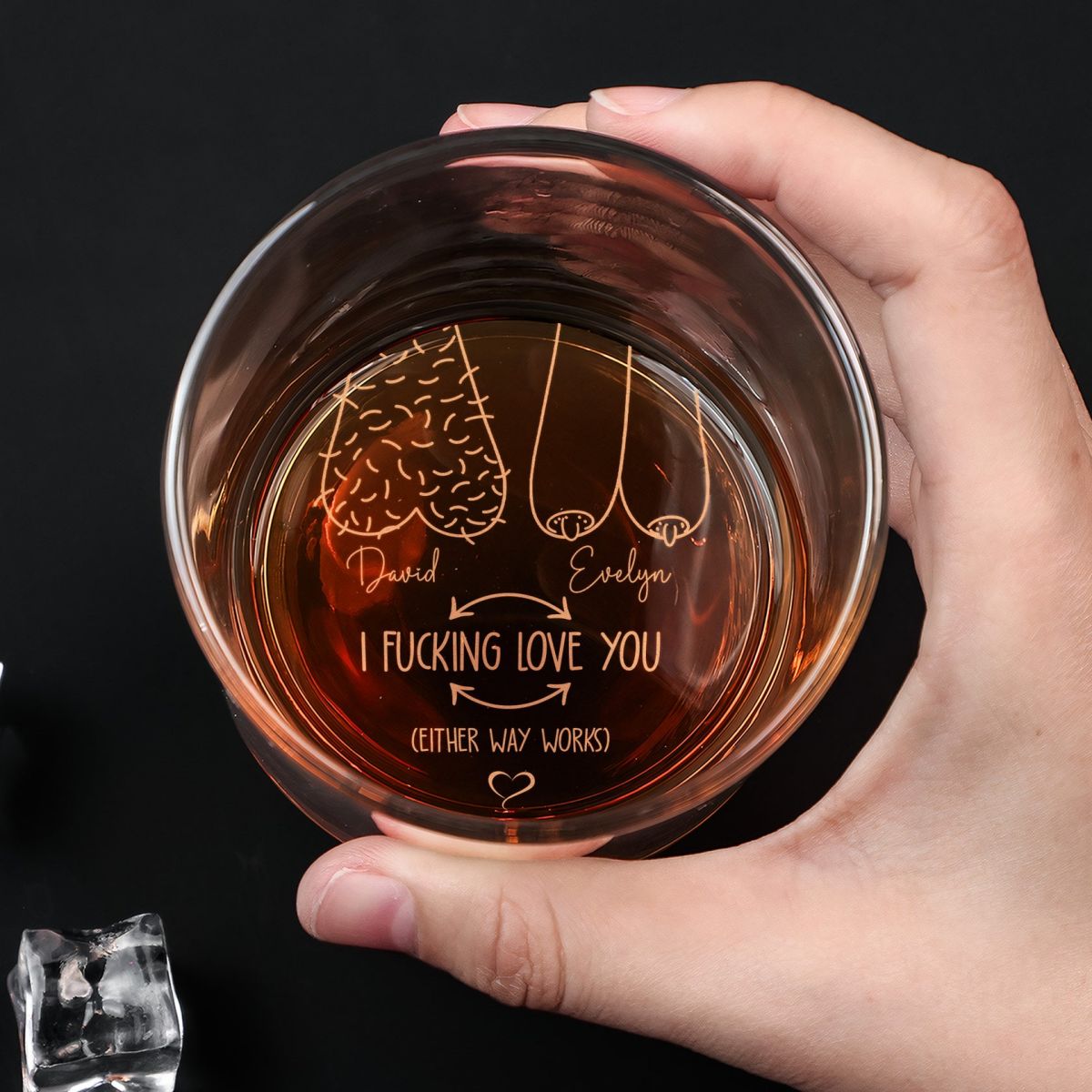 Funny Whiskey Glass I F- Love You - Personalized Engraved Whiskey Glass