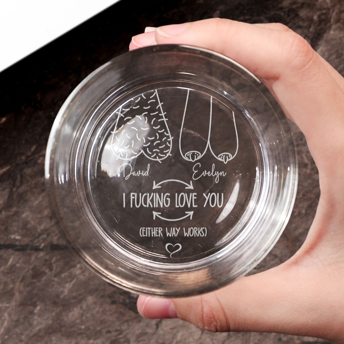 Funny Whiskey Glass I F- Love You - Personalized Engraved Whiskey Glass