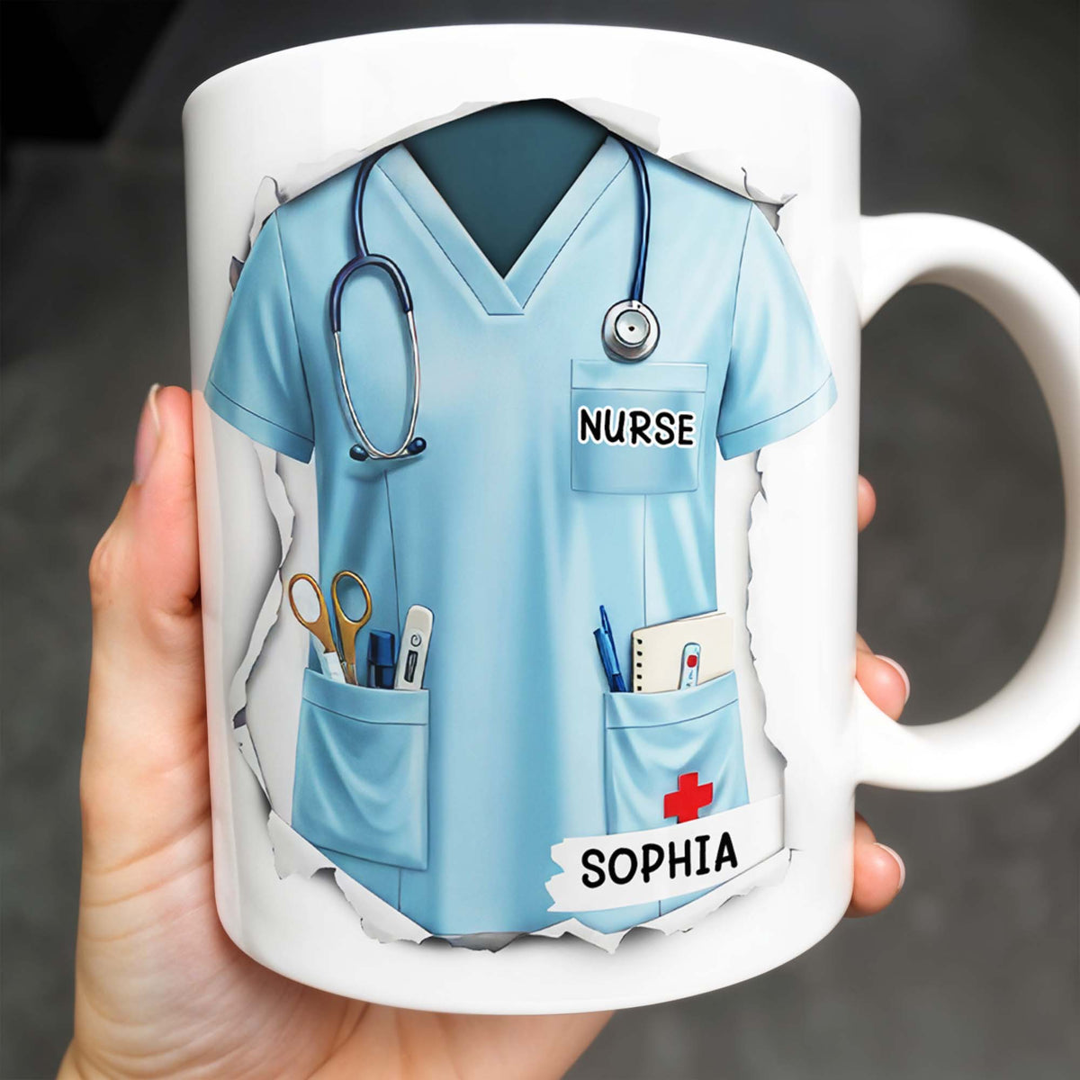 Celebrate Your Favorite Nurse, Nurse Uniform And Medical Tools, Personalized Coffee Mug, Gift For Nurses