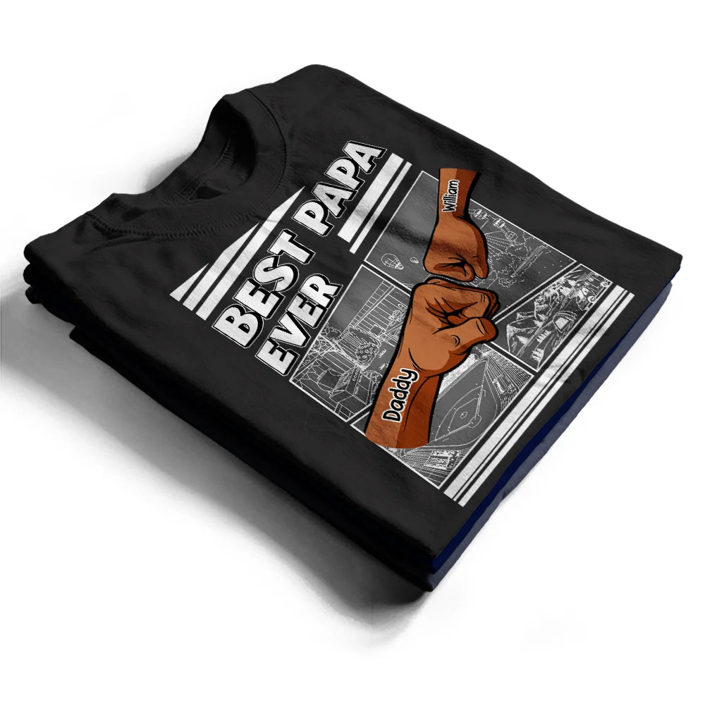 Best Dad Grandpa Hand Punch - Family Personalized Pure Cotton T-Shirt Father's Day Gift