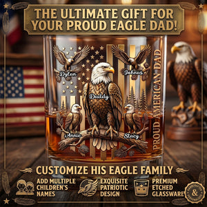Gift For Dad – Personalized "Proud Eagle Dad" Round Glass