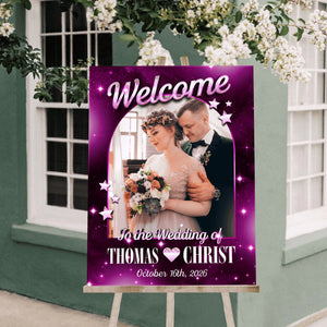 Personalized Photo Glitter Wedding Welcome Sign
