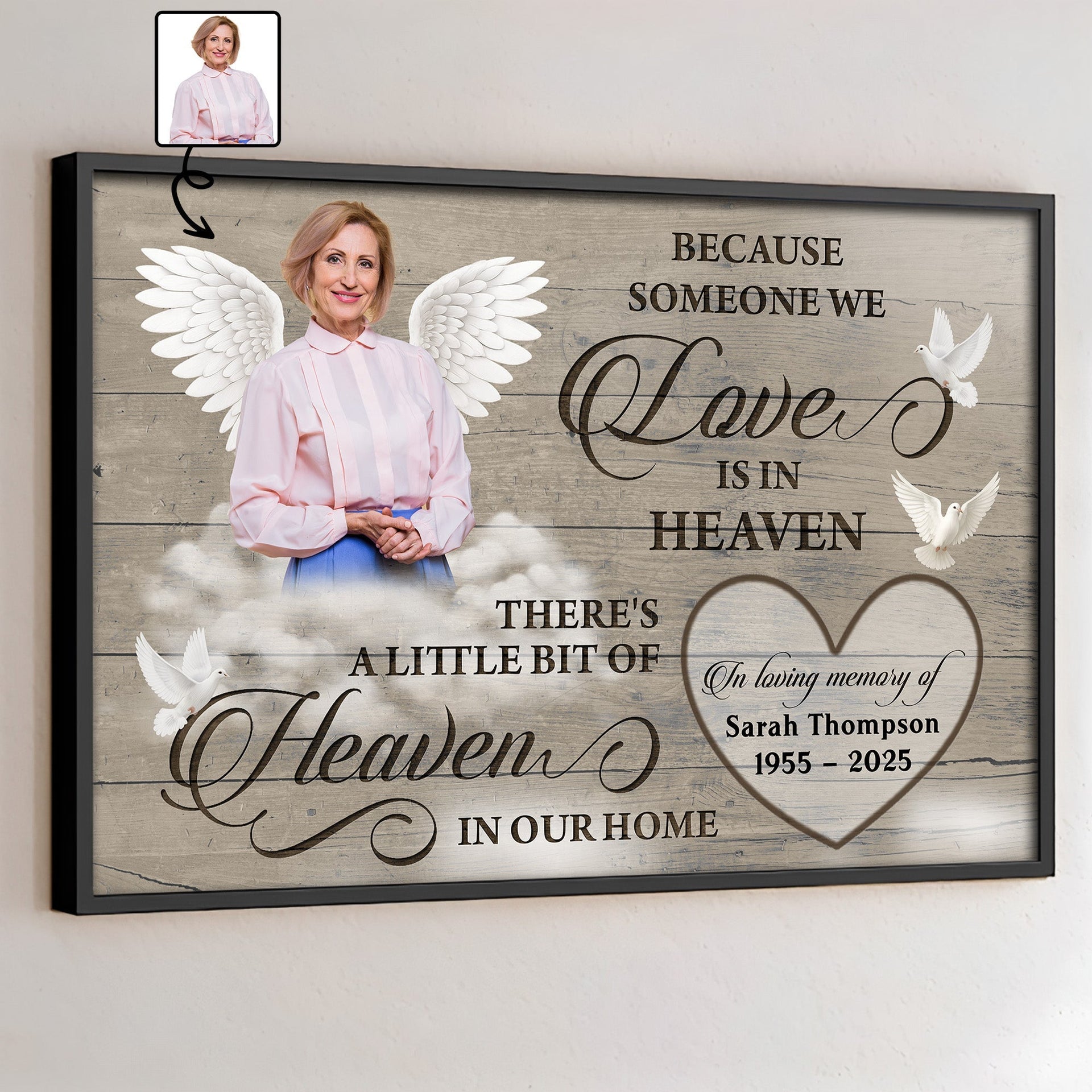 Because Someone We Love Is In Heaven, Personalized Memorial Canvas Poster Gift For Bereaved Family