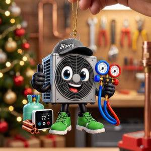 Thumbs-up HVAC Unit Mascot Hanging Ornament – Personalized Gift For Heating & Cooling Professionals