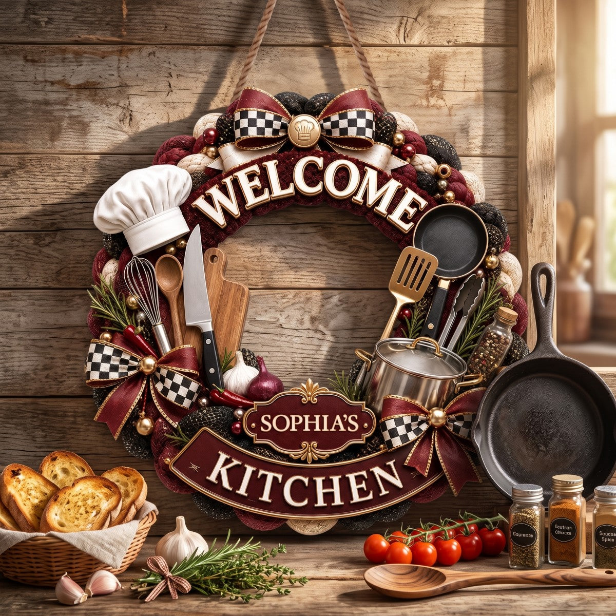 "Welcome To My Kitchen" – Personalized Wood Sign | Gift For Cooking Lovers & Home Chefs