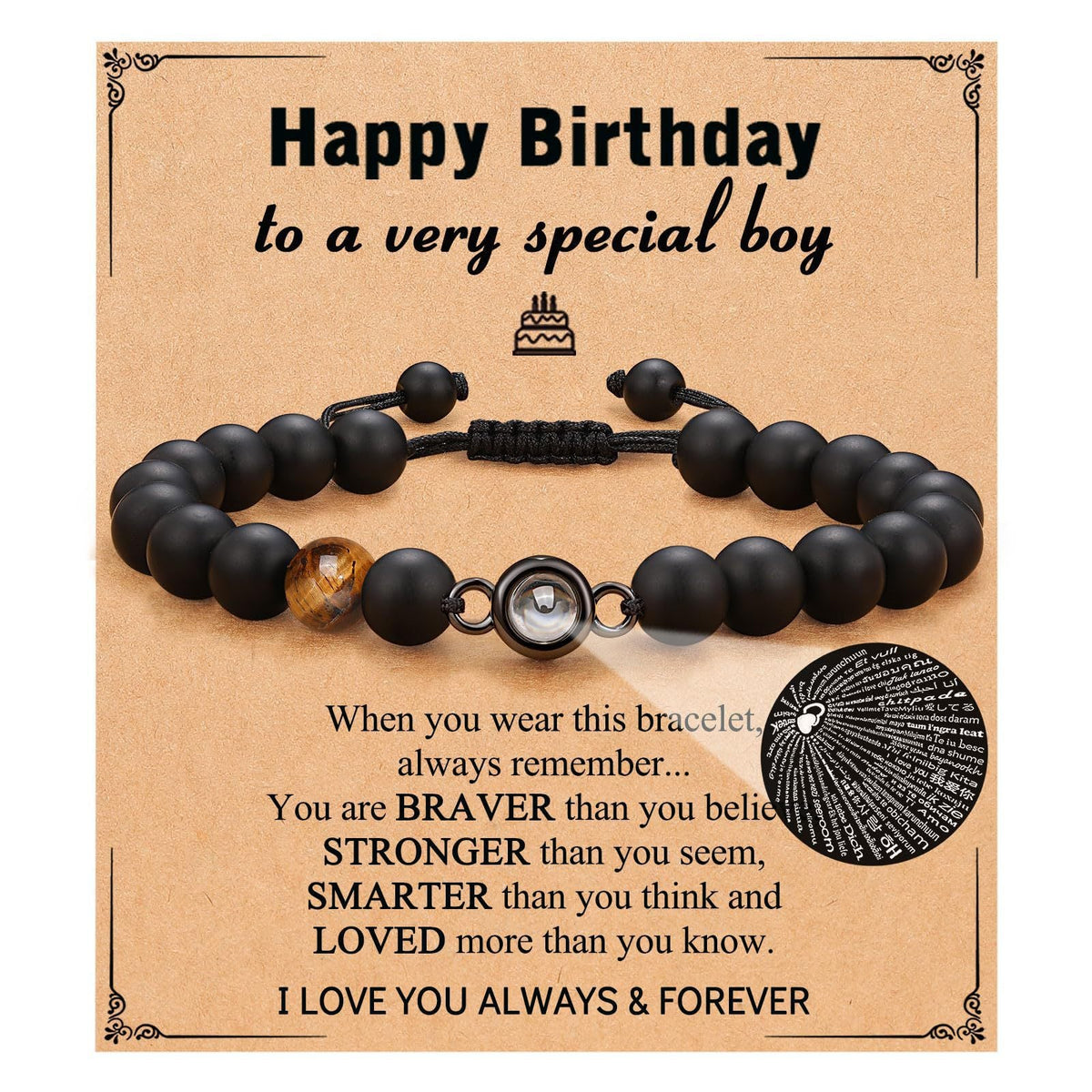 Hand Woven Bracelet With Gift Card, Healing Crystal Bracelet Mother's Day Gift