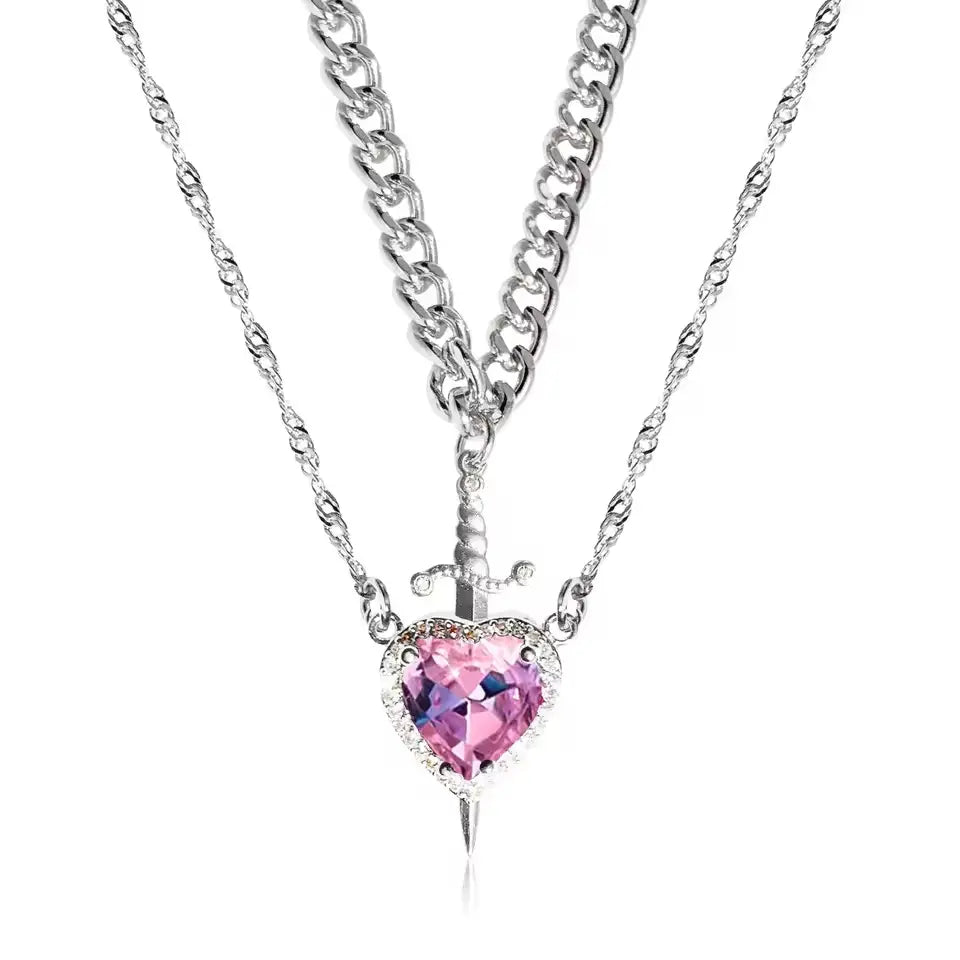 Heart & Sword Necklace Set