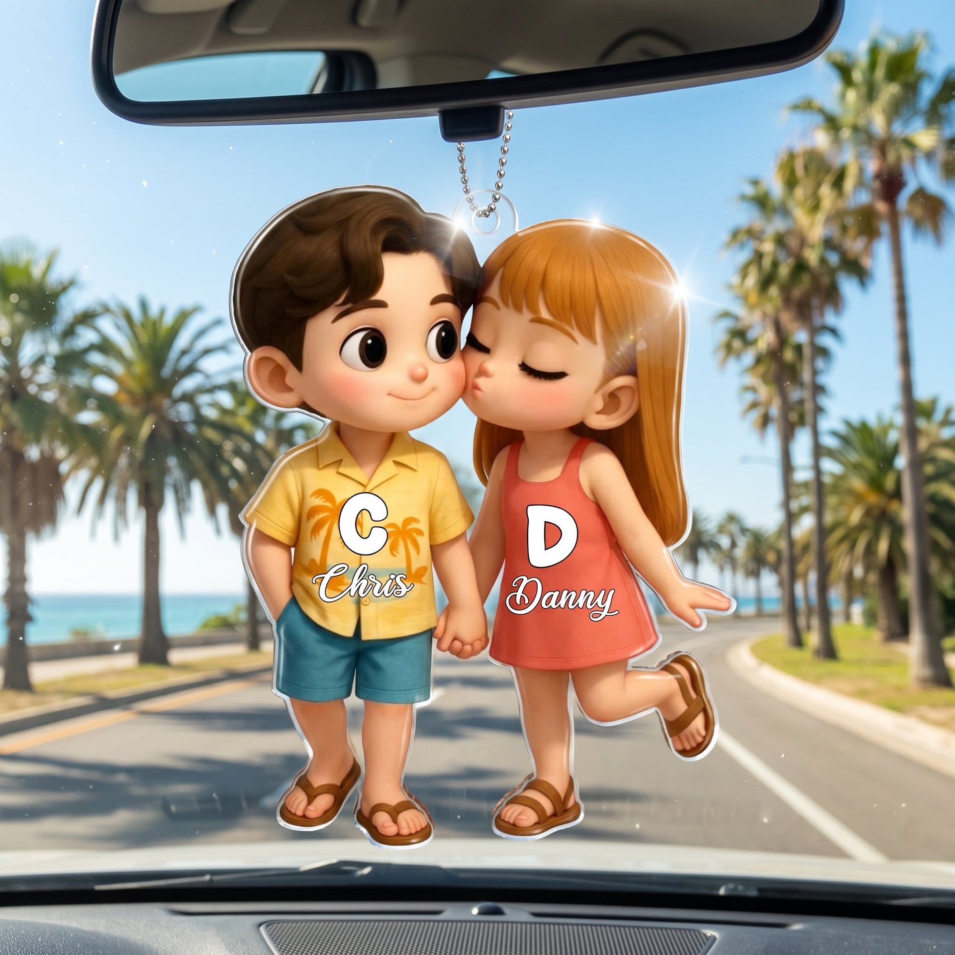 Personalized "My Favorite Place" Couple Hanging Ornament – Beach Illustration Design