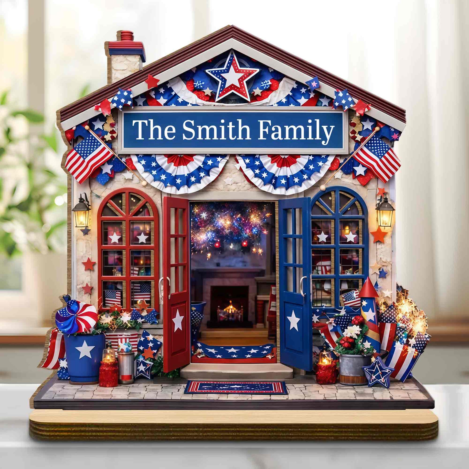 Our Family House, Personalized Wood Plaque, Gift For Patriots and Families