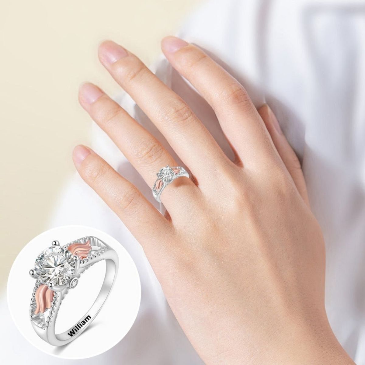 Personalized Circle Wings Memorial Ring - I am not a Widow, I am a wife to a husband with wings