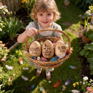 Personalized Wooden Egg Shaker | Engraved Baby Egg| Easter Basket Filler | My 1st Easter
