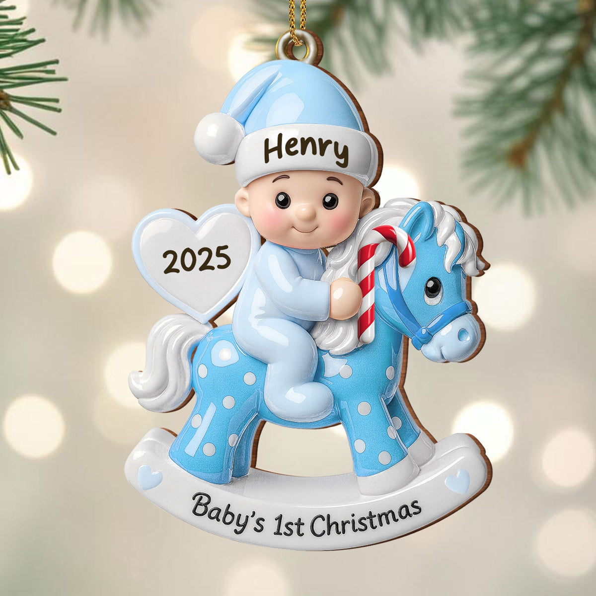 Celebrate Your Baby's First Christmas With Rocking Horse Personalized Custom Wood Ornament