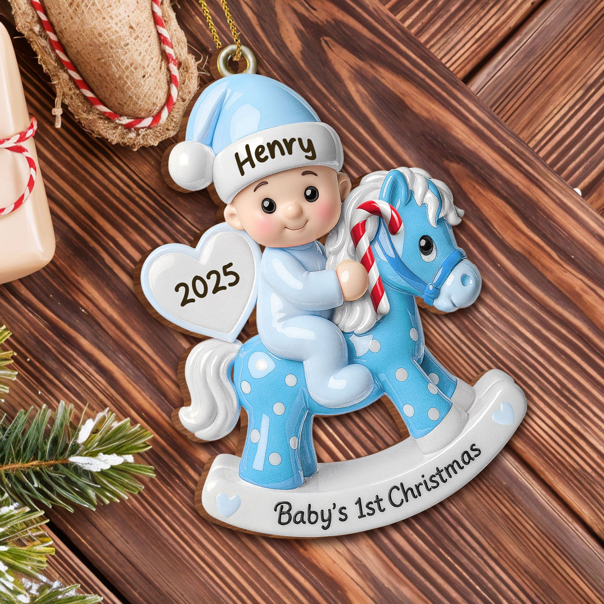 Celebrate Your Baby's First Christmas With Rocking Horse Personalized Custom Wood Ornament